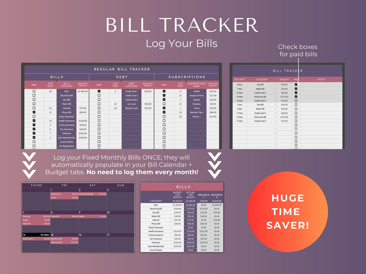 Biweekly/Fortnightly Budget Spreadsheet Planner: Income & Expense Tracker