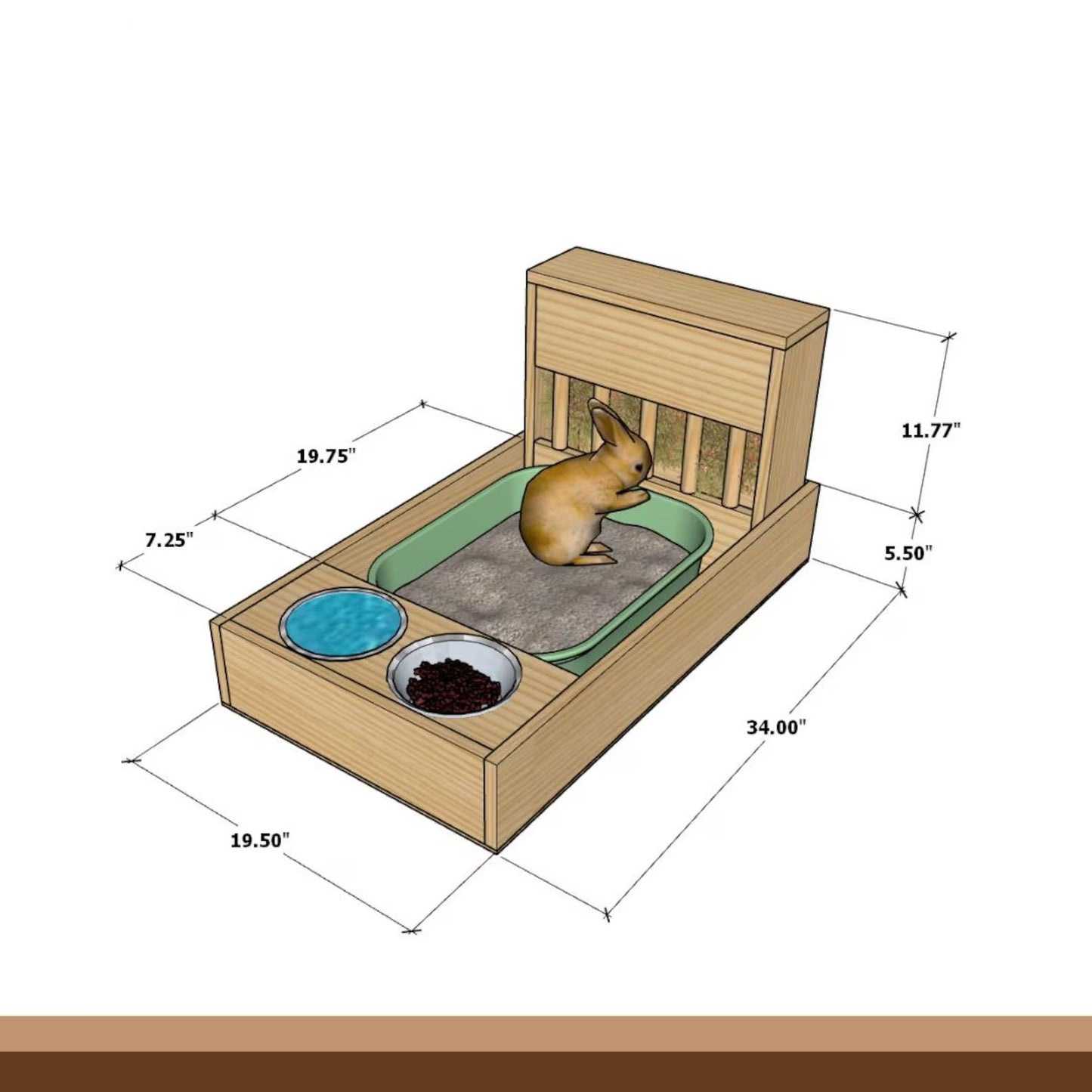 Rabbit Hutch Woodworking Plan: Litter Box, Hay Feeder & Bowls (Digital Download)