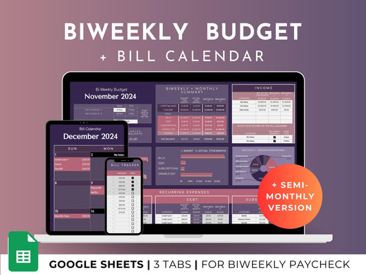 Biweekly/Fortnightly Budget Spreadsheet Planner: Income & Expense Tracker