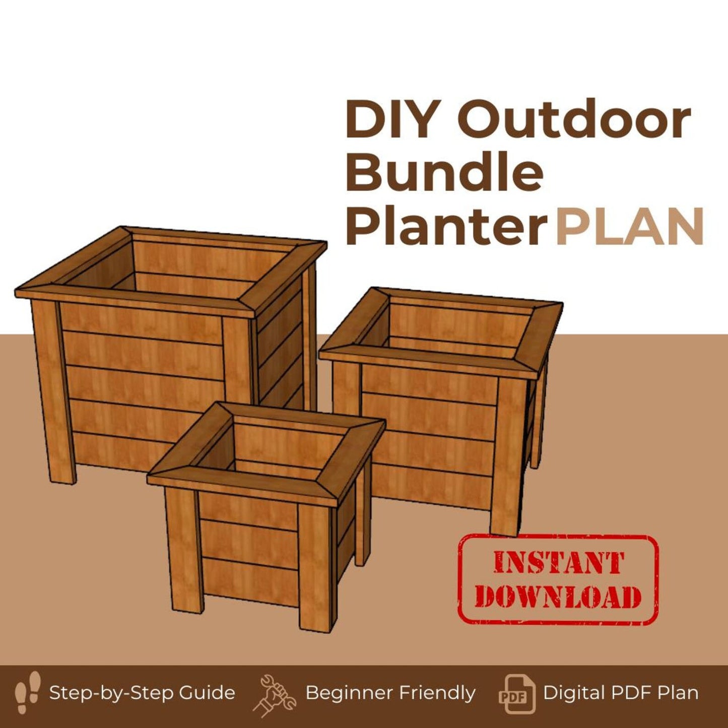 Outdoor Planter Plan Collection | DIY Flower Box & Herb Garden | Patio Decor PDF