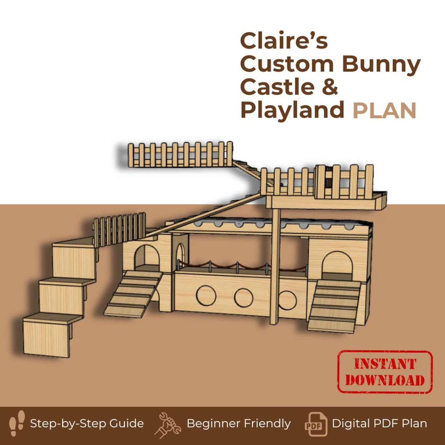 Custom Bunny Playground Plan for Claire – Castles, Tunnel, Platforms & Sleepy Area