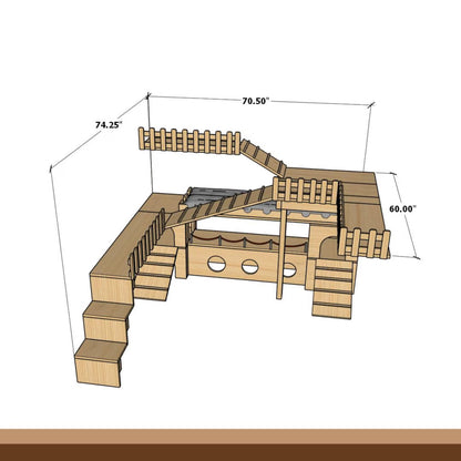 Custom Bunny Playground Plan for Claire – Castles, Tunnel, Platforms & Sleepy Area