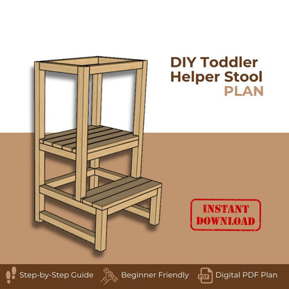 DIY Toddler Helper Stool Plan: Kitchen & Bathroom Step Stool (PDF Download)
